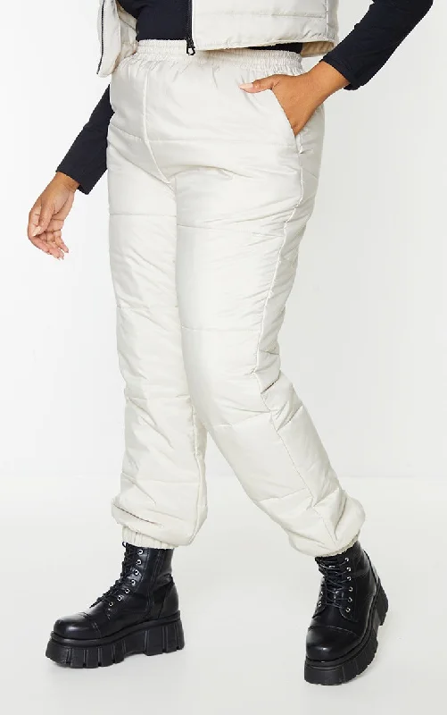 Plus Cream Quilted Joggers Women's UV protection jackets