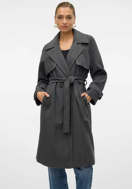 Vero Moda Popmiley Long Coat, Dark Grey Women's affordable jackets