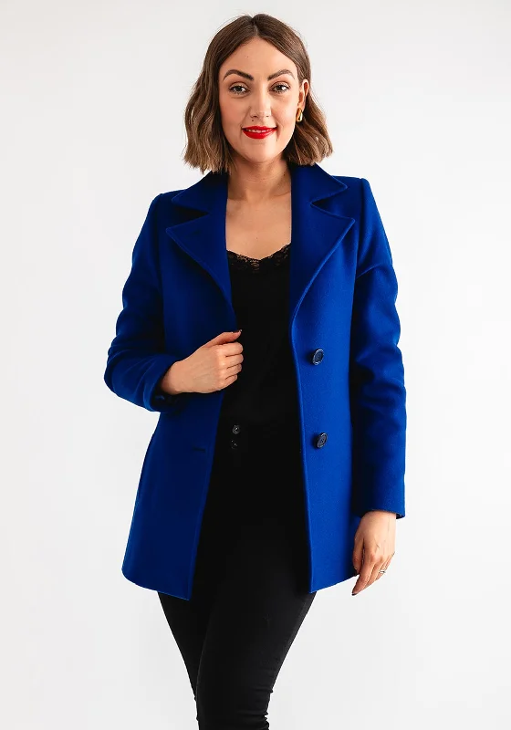 Christina Felix Short Wool Coat, Royal Blue Women's evening jackets