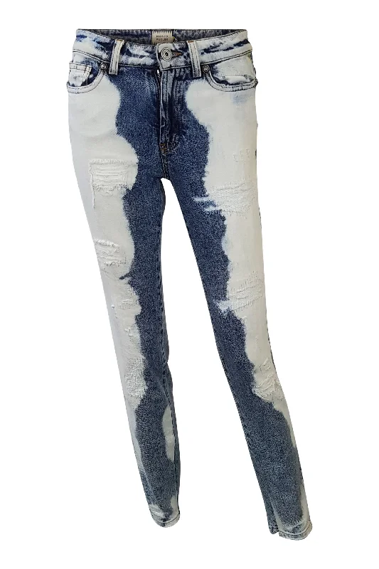 FAUSTO PUGLISI Distressed Skinny Leg Bleached Jeans (IT 38)