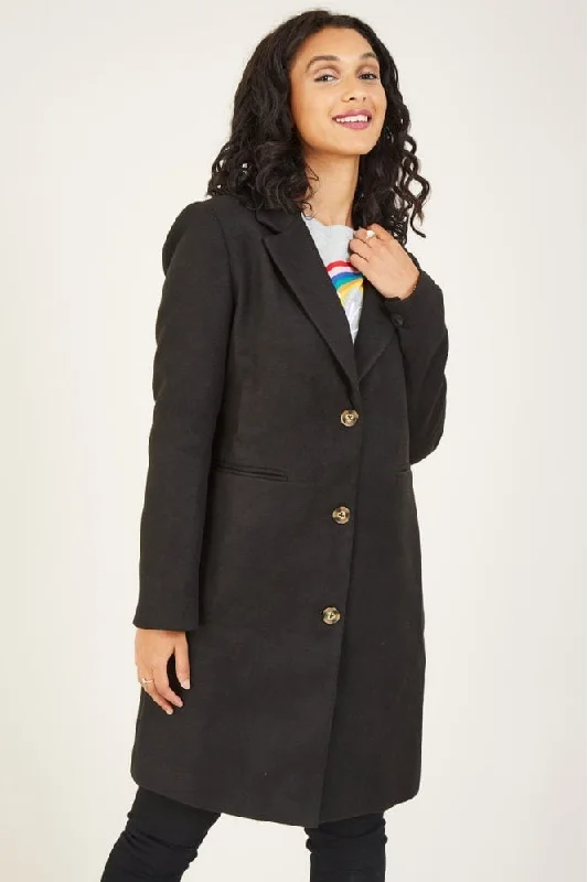 Black Crombie Coat Women's eco-friendly jackets