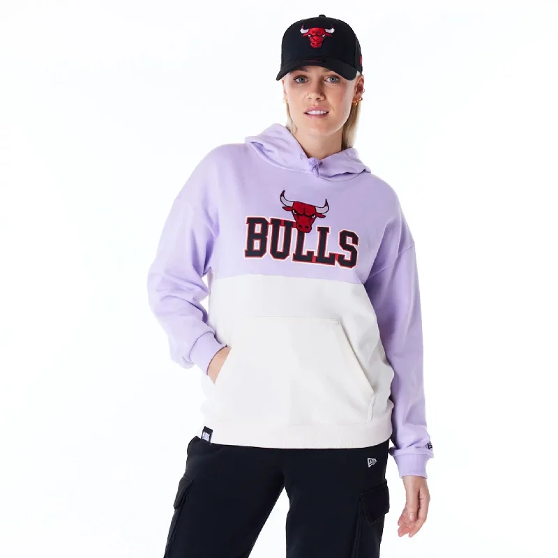 Chicago Bulls Womens NBA Pastel Purple Oversized Pullover Hoodie Hoodie Sweatshirt Set