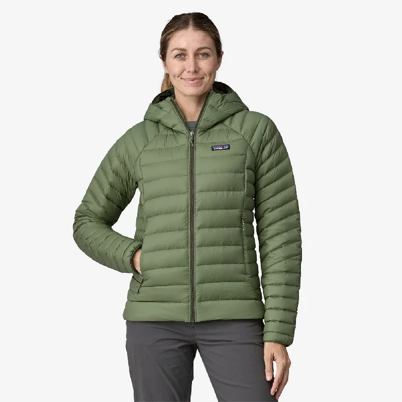 Women's Down Sweater Hoody - Terrain Green Women's reflective jackets