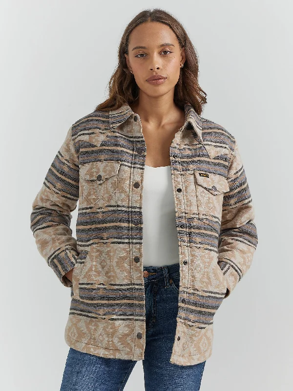 Women's Southwestern Print Shacket - Doe Stripe Women's work jackets