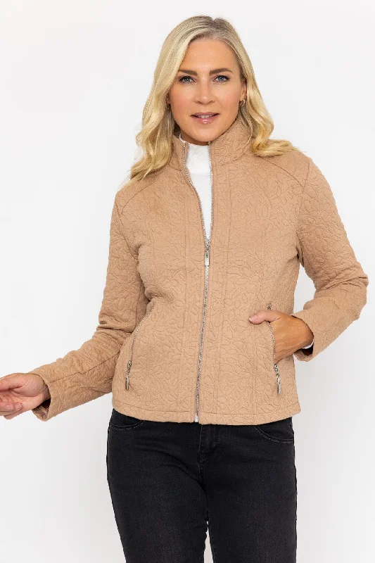 Beige Textured Jersey Jacket Best women's jackets for layering