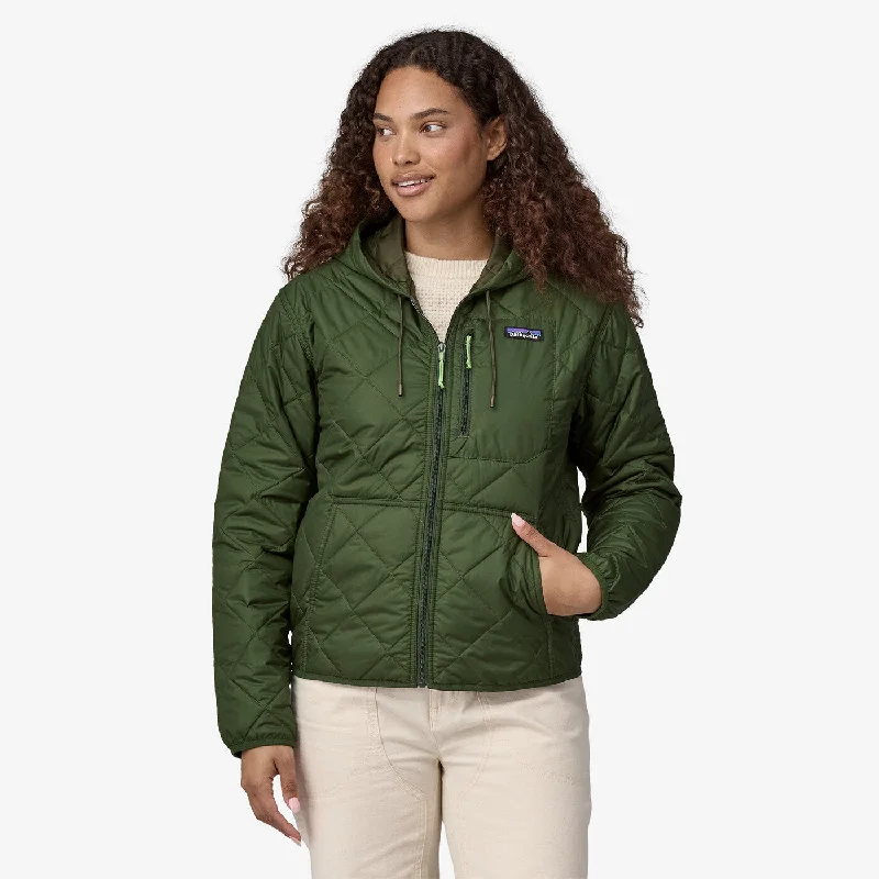 Women's Diamond Quilted Bomber Hoody - Torrey Pine Green Women's wedding guest jackets