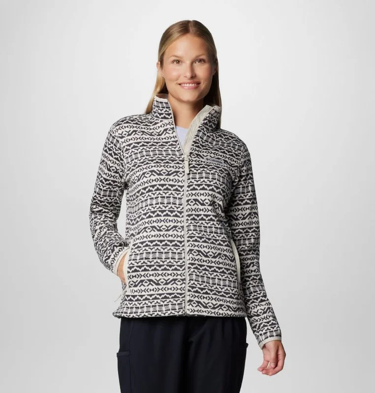 Women's Sweater Weather Printed Full-Zip Jacket - Dark Stone Madras Tonal Women's cool weather jackets