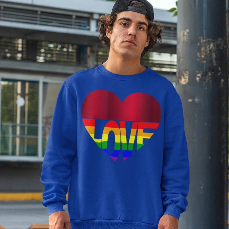 65 MCMLXV Unisex LGBT Rainbow Flag Love Heart Sweatshirt Relaxed Sweatshirt Look