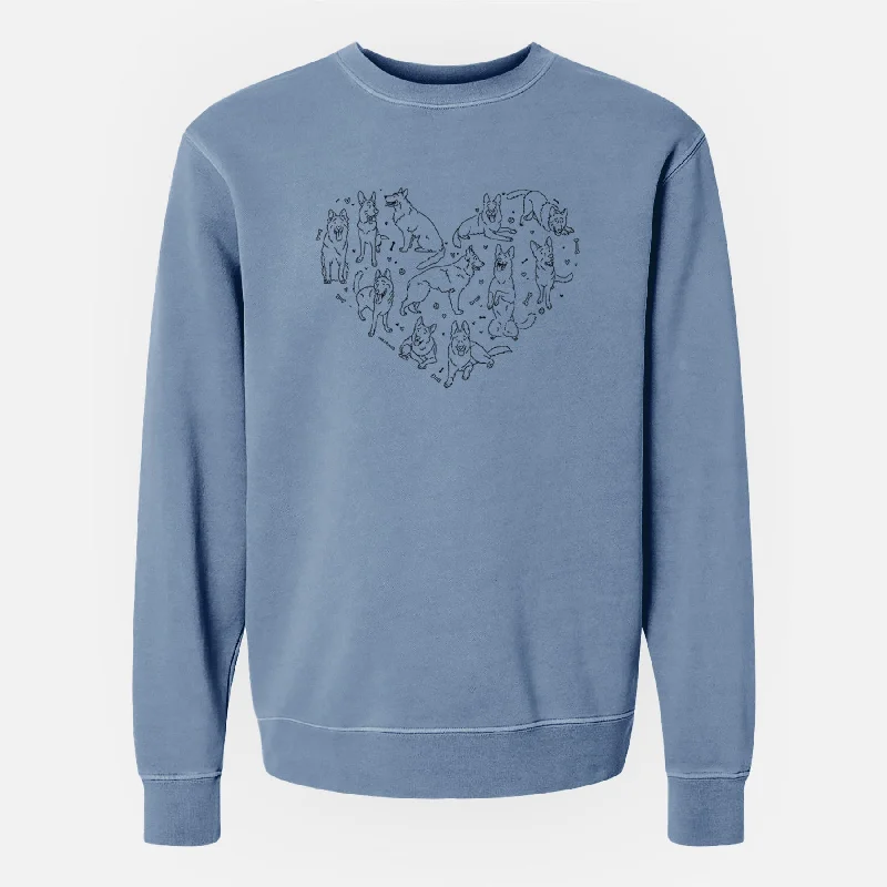 Heart Full of German Shepherds - Unisex Pigment Dyed Crew Sweatshirt Casual Pullover Hoodies