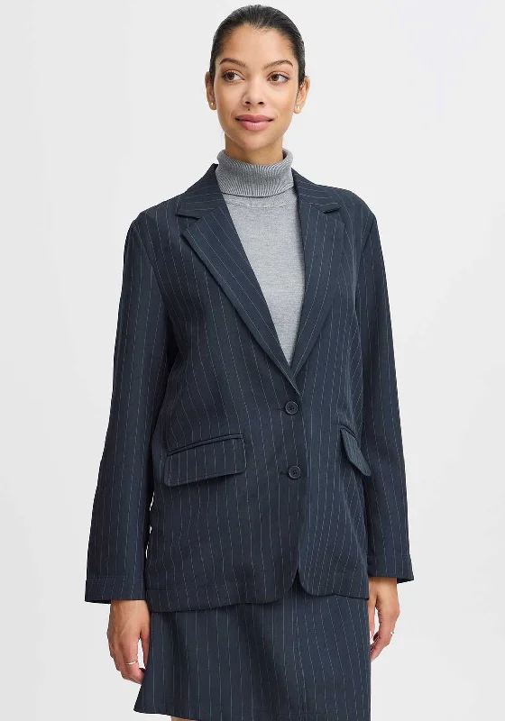 b.young Midde Single Breasted Pinstripe Blazer, Navy Women's fashion jackets sale