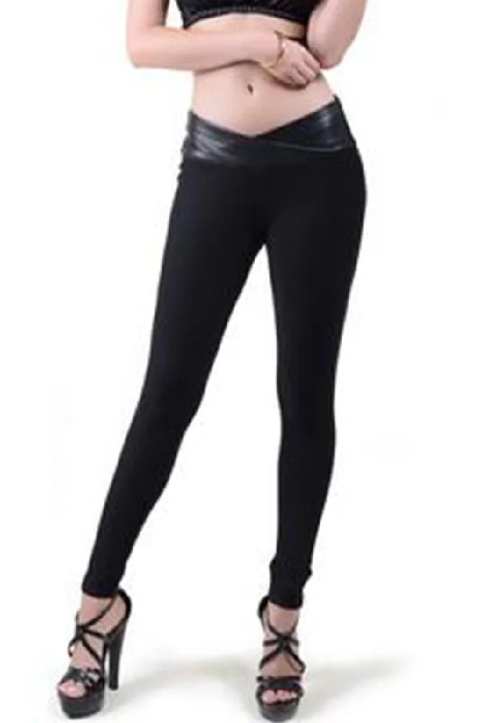 Casanova Faux Leather Wrap Waist Ponte Leggings