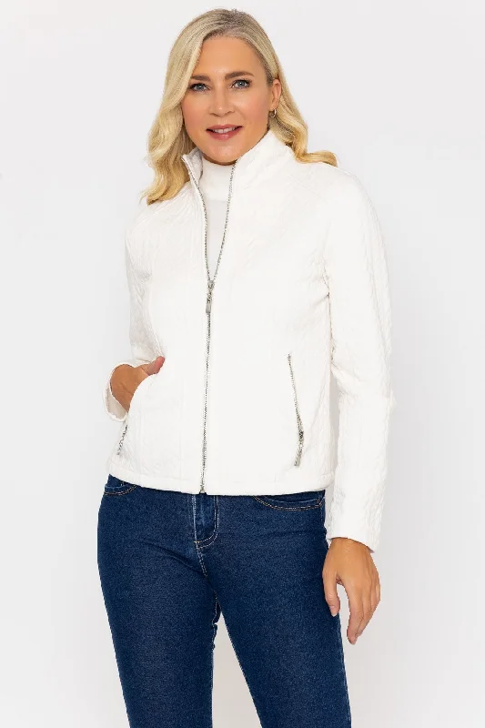 Ecru Textured Jersey Jacket Women's lightweight jackets