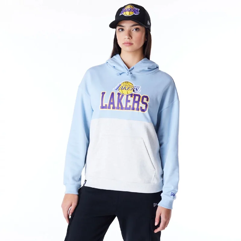 LA Lakers Womens NBA Pastel Blue Oversized Pullover Hoodie Relaxed Hoodie Sweatshirt Fit