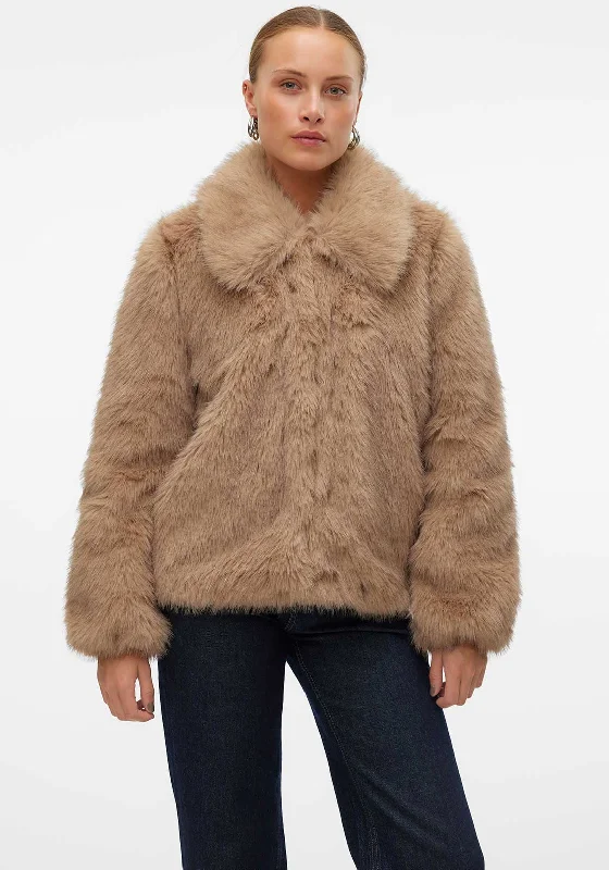 Vero Moda Audrey Faux Fur Short Jacket, Brown Women's discounted jackets