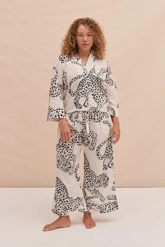 Boxy Shirt and Wide Leg Trouser Set The Jag Print Cream Amazon pajama sets