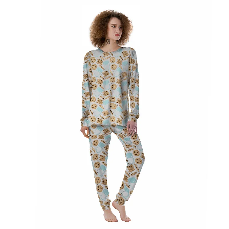 Cookies And Milk Print Pattern Women's Pajamas Boho pajama sets