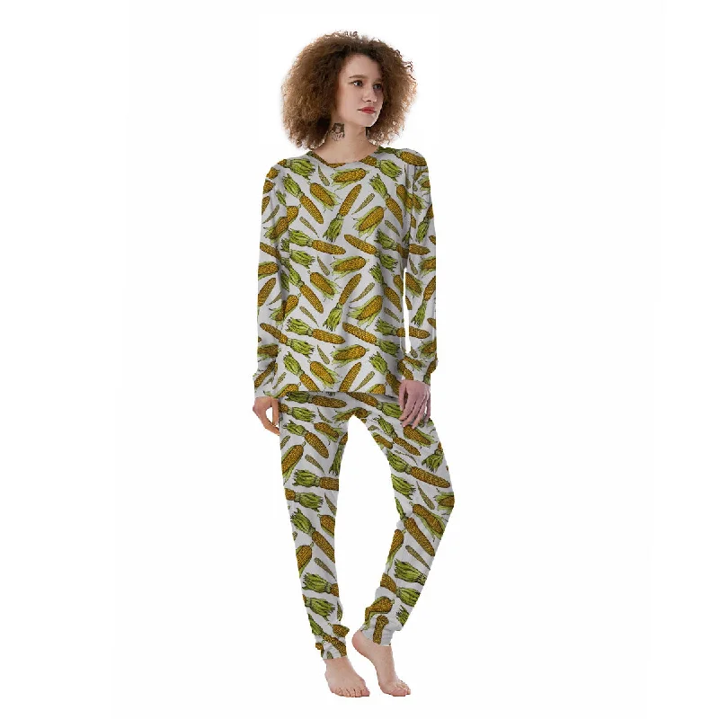 Corncob Hand-Drawn Print Pattern Women's Pajamas Minimalist pajama sets