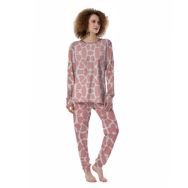 Cow White And Pink Print Women's Pajamas Cooling pajama sets