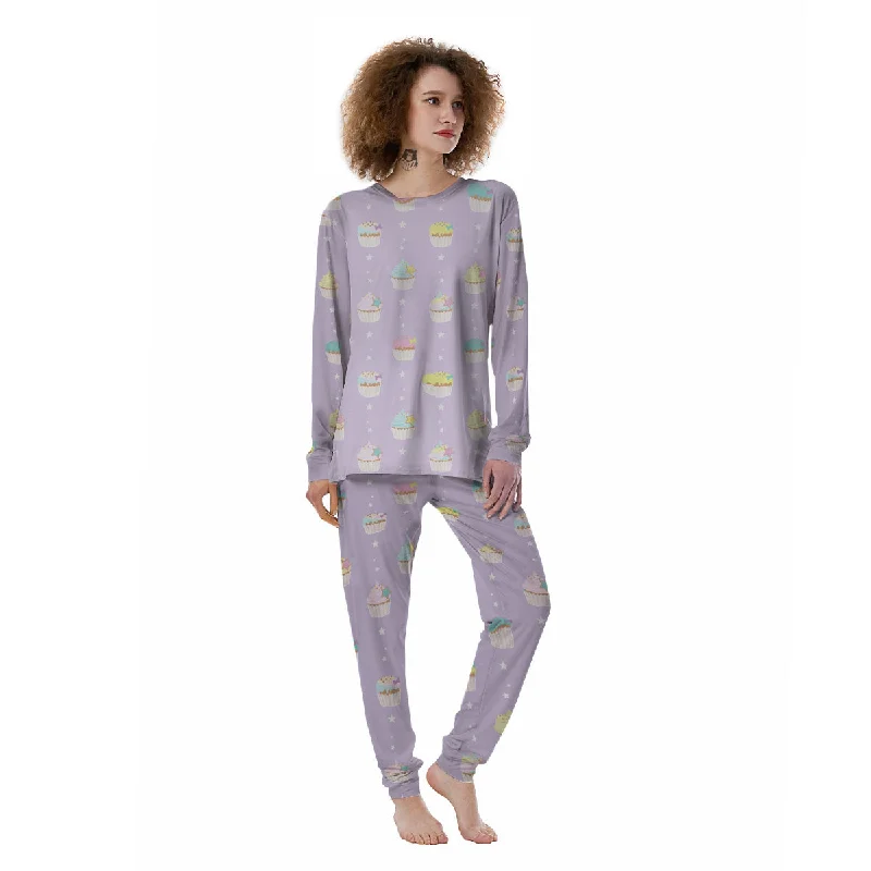 Cupcake Pastel Print Pattern Women's Pajamas Winter pajama sets