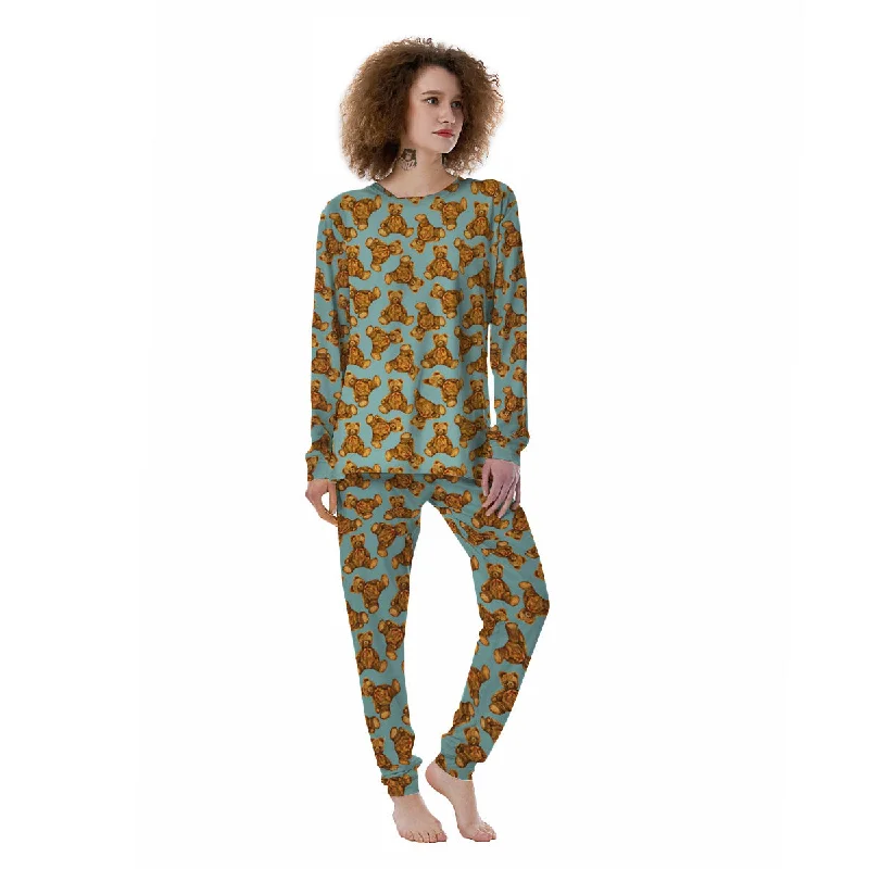 Cute Teddy Bear Print Pattern Women's Pajamas Family matching pajama sets