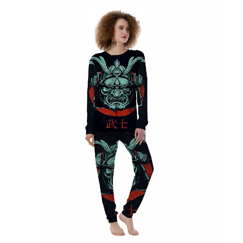 Demon Mask Japanese Print Women's Pajamas Best pajama sets for cold weather