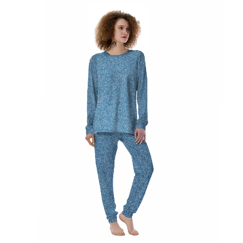 Denim Jeans Light Blue Print Women's Pajamas Designer pajama sets