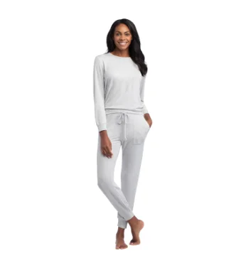 Dream Jersey Crew Neck Lounge Set - Heather Gray Hoodie pajama sets