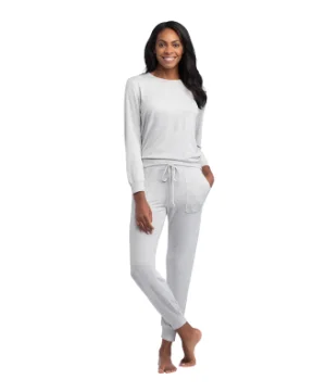 Dream Jersey Crew Neck Lounge Set - Heather Grey Bridal pajama sets