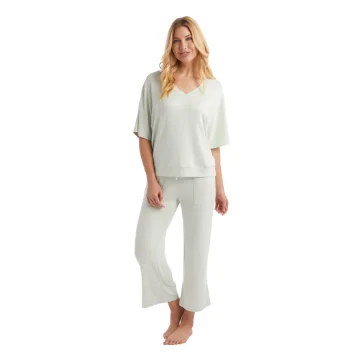 Dream Relaxed V-Neck w/ Capri Lounge Set - Sage Sleeveless pajama sets