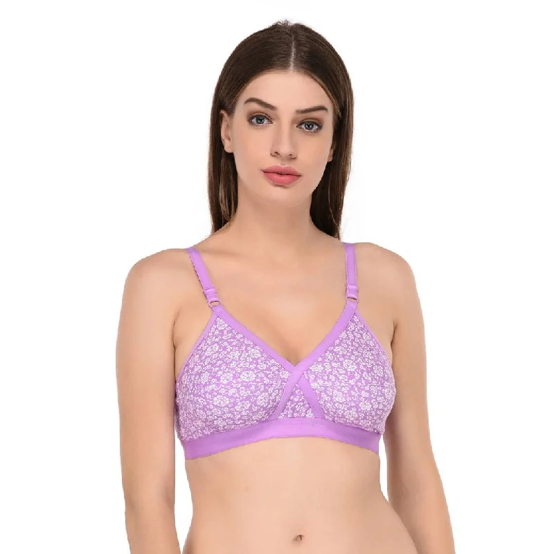 Purple Cotton T-Shirt Bra Silk pajama sets