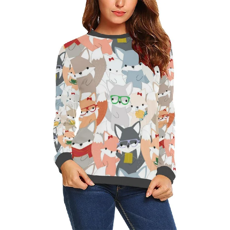 Colorul Fox Pattern Print Women's Sweatshirt Boho-style sweaters