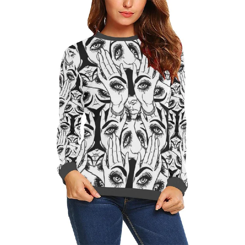 Evil Eye Hamsa Hand Pattern Print Women's Sweatshirt Must-have sweaters for this season