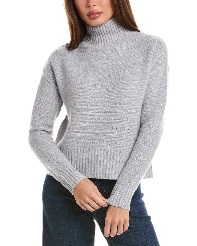 Forte Cashmere Crop Textured Mock Cashmere Sweater Women's sweaters