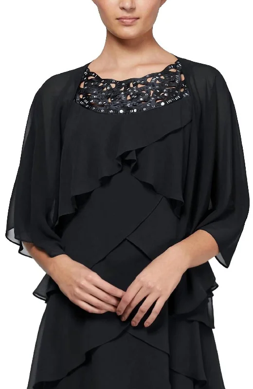 Multi Wear Chiffon Shawl In Black Date night sweaters