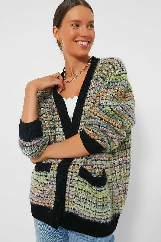 Multicolored Tweed Cardigan Breathable sweaters