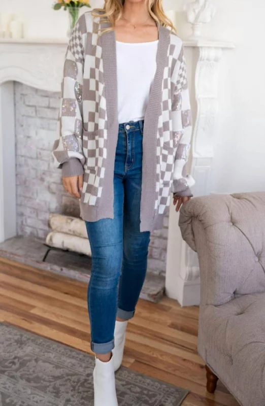 Steal The Spotlight Sequined Cardigan In Grey Gucci sweaters