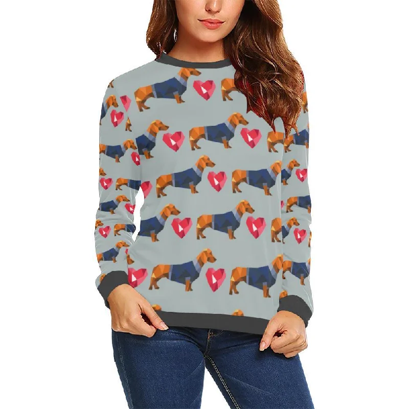 Wiener Dog Dachshund Pattern Print Women's Sweatshirt Lightweight sweaters