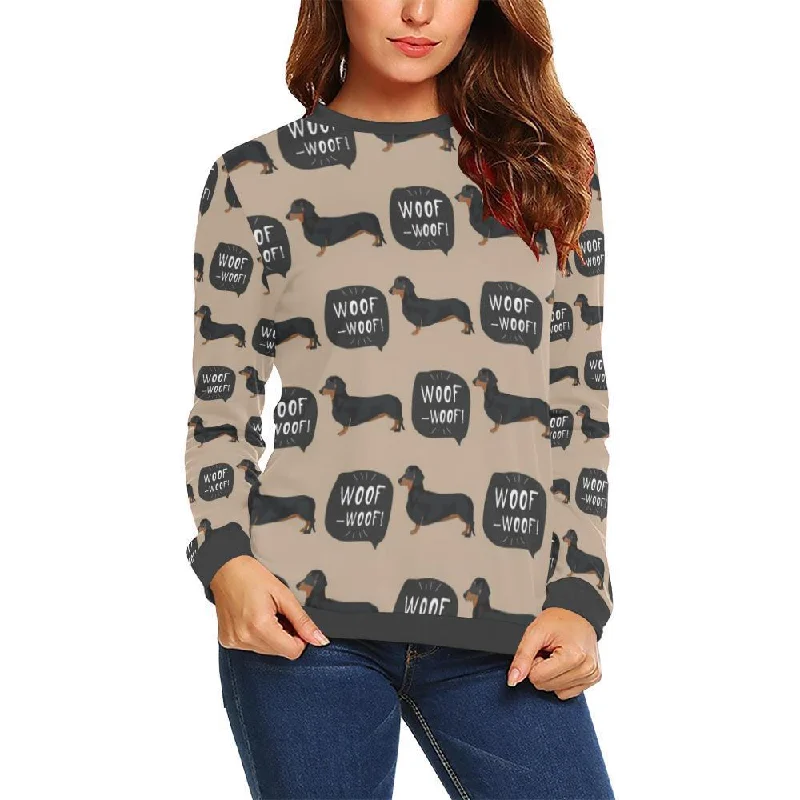 Wiener Dog Woof Woof Dachshund Pattern Print Women's Sweatshirt Streetwear sweaters