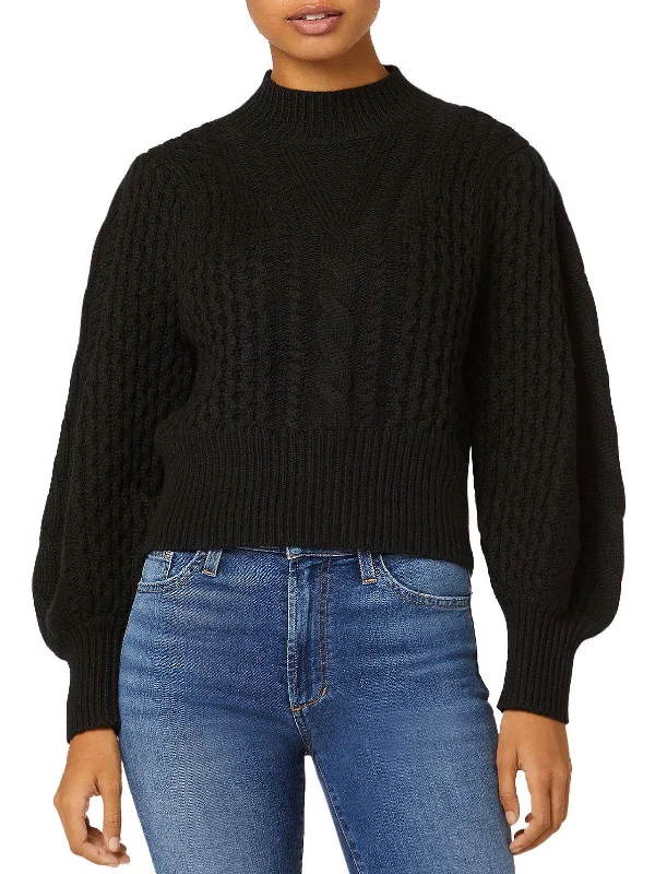 Womens Merino Wool Cropped Mock Turtleneck Sweater Formal sweaters