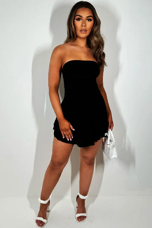 Bandeau Skater Dress Black Summer mini dresses