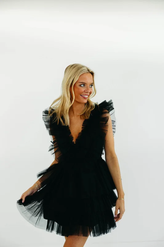 Top Tier Tulle Dress - Black Graduation mini dresses