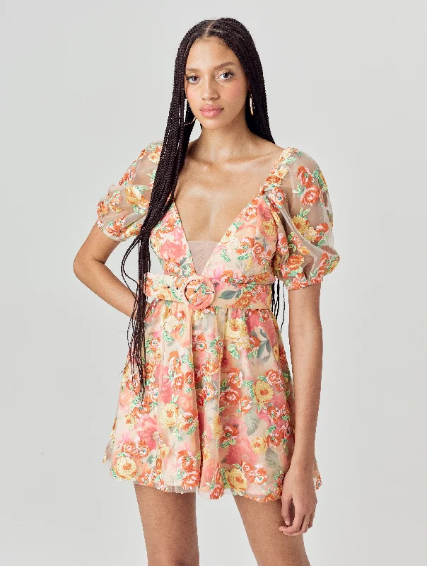 Winnie Embroidered Mini Dress Cute floral print mini dresses