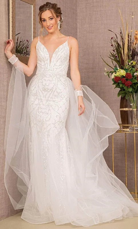 GLS by Gloria GL3157 - Embellished Tulle Trumpet Gown Wedding Gown Set