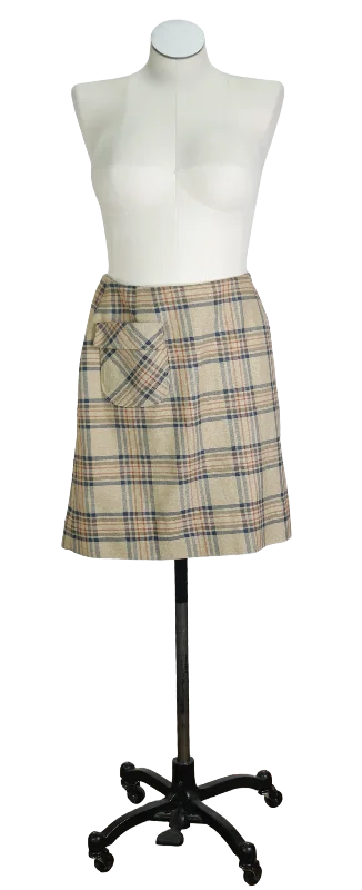 70s Queen Casuals Yellow Plaid Skirt       w30 Monochrome unclassified skirts