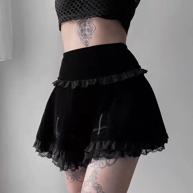 DARK FASHION EMBROIDERY LACE SUEDE SKIRT BY70181 Mermaid unclassified skirts