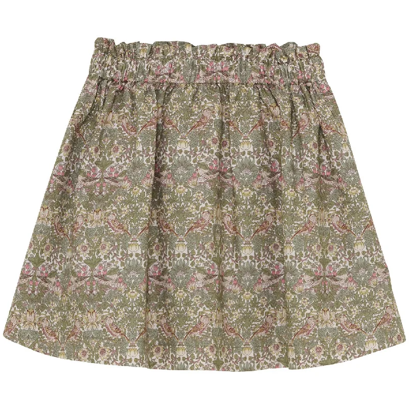 Huttelihut Deep Lichen Green Skirt In Liberty Fabric Floral unclassified skirts