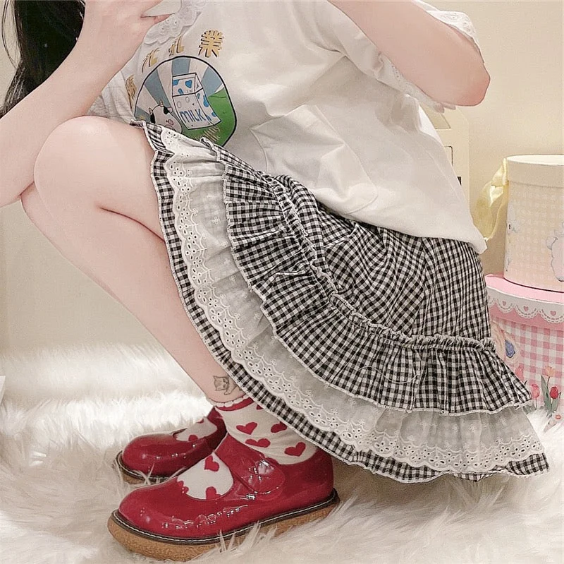 JAPANESE CUTE LACE CAKE SKIRT BY60010 Knitted unclassified skirts