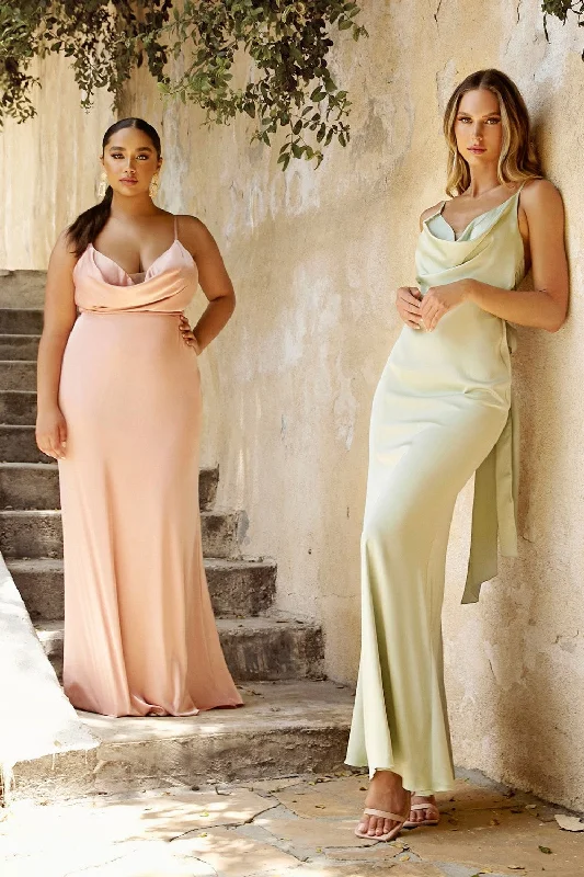 Satin Cowl Gown by Cinderella Divine 7487 -Special Occasion/Curves Lightweight party dresses for summer