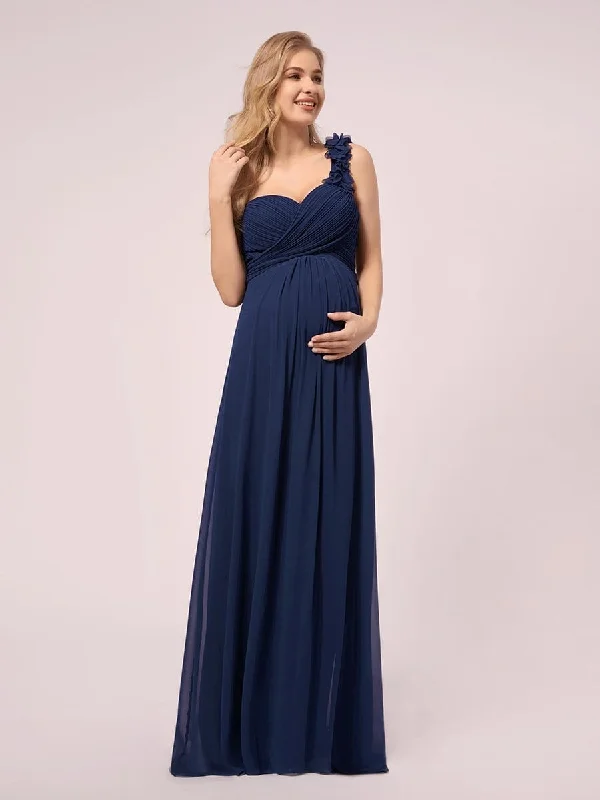 Maxi Long Flower One Shoulder Maternity Dress Ruffled maxi dresses