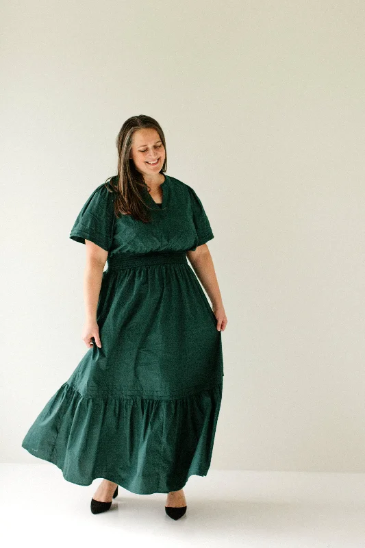 Plus 'Jayda' Poplin Tiered Maxi Dress in Emerald Luxury maxi dresses